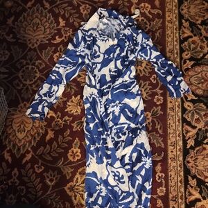 H&M Blue and White Long Sleeve Dress